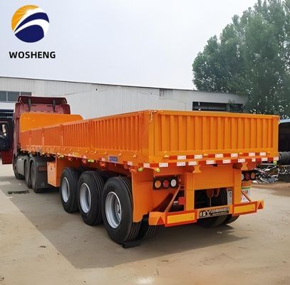 Циндао Wosheng 3-осевой трейлер грузовика с 50-тонной полезной нагрузкой и боковой стеной из стали