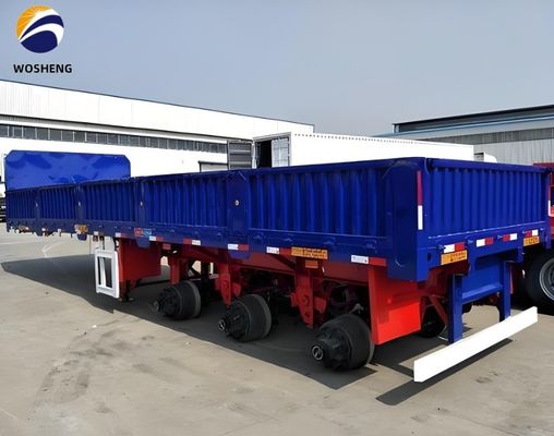 Циндао Wosheng 3-осевой трейлер грузовика с 50-тонной полезной нагрузкой и боковой стеной из стали