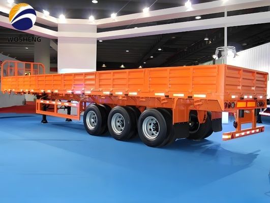 Циндао Wosheng 3-осевой трейлер грузовика с 50-тонной полезной нагрузкой и боковой стеной из стали