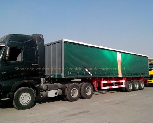 Wosheng 3 оси 40ft 45ft ПВХ платформы шторы боковой полуприцеп с воздушной подвеской