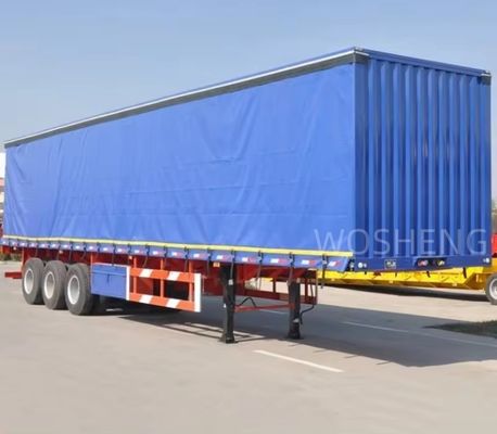 Настройка Wosheng 3 оси 40ft 45ft боковой шторы полуприцеп с ПВХ водонепроницаемой брезент