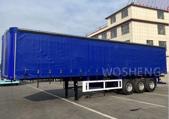 Настройка Wosheng 3 оси 40ft 45ft боковой шторы полуприцеп с ПВХ водонепроницаемой брезент