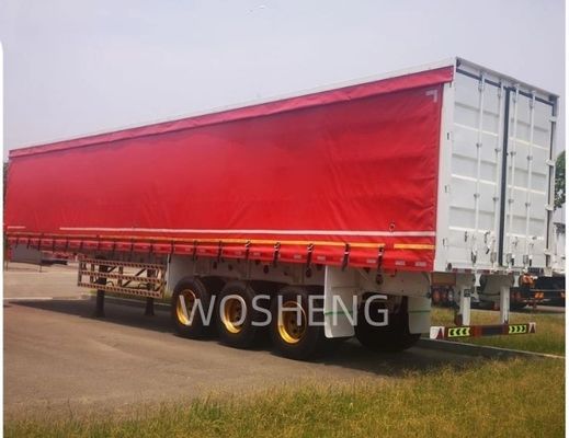 Грузовик 40-50тон 3 оси 40ft 45ft Красный занавес боковой скользящий полуприцеп с ПВХ брезентом