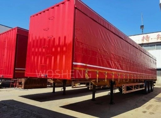 Грузовик 40-50тон 3 оси 40ft 45ft Красный занавес боковой скользящий полуприцеп с ПВХ брезентом
