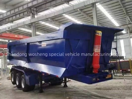 Q345B / T700 Стальный основной балл 3 оси Синий гидравлический задний полуприцеп для Wosheng