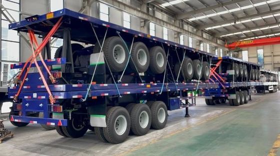 Wosheng Топ-продажи 3-осевой 50 тонн плоскостопный грузовик прицеп Стальной плоскостопный полуприцеп