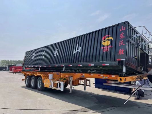 WS Каменный Транспорт Прочный 3 Оси 50 тонн Боковой Дамп-Трактор Полуприцеп Накидка для решения