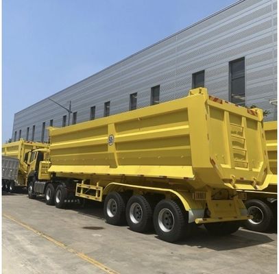 Q345B / T700 Стальной полуприцеп с гидравлической задней подвеской для транспортировки песчаного камня