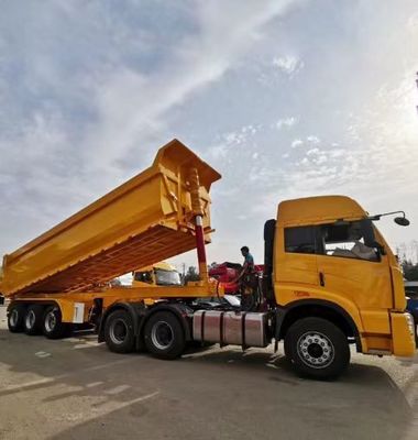 Q345B / T700 Стальной полуприцеп с гидравлической задней подвеской для транспортировки песчаного камня