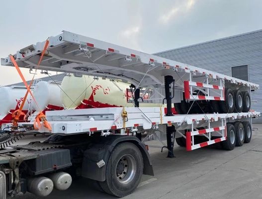 Полуприцеп 3 оси 4 оси Контейнер с плоской палубой Стальной грузовик Прицеп плоской кровати Полуприцеп