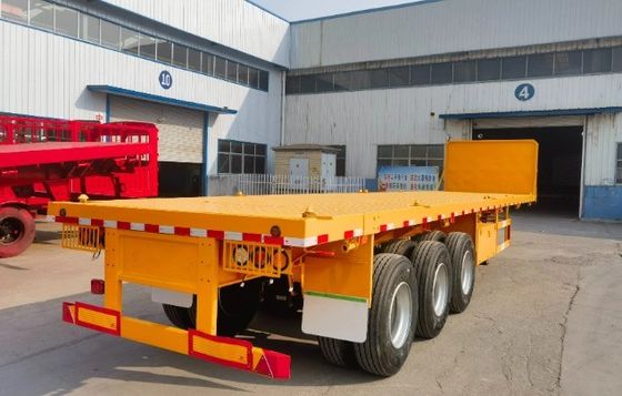 Максимальная полезная нагрузка Wosheng 30000 кг 3 оси 4 оси Стальной контейнер Плоская кровать полуприцеп