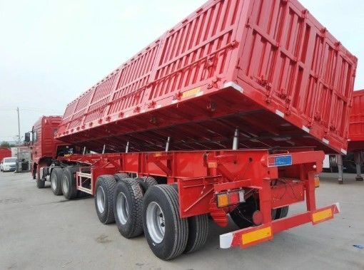 Боковой наклонный трейлер для каменного песка Tri 3 оси 50 тонн боковой грузовик полуприцеп