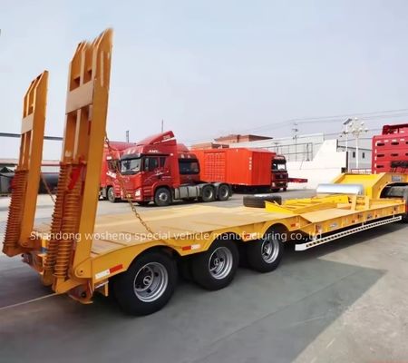 Wosheng 3 оси 12 колес Желтый низкопольный ложак низкопольный контейнер Шасси погрузчик полуприцеп