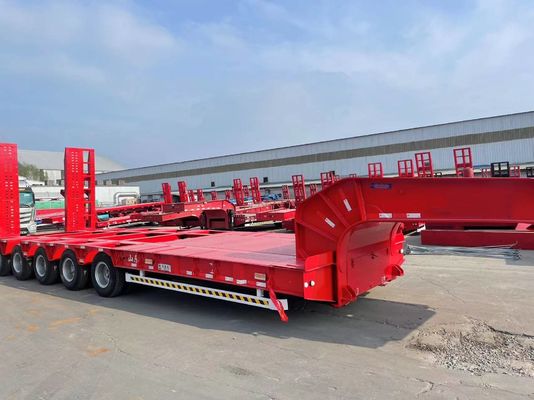 Wosheng 4 Axle Низкая кровать полуприцеп низкая кровать низкий мальчик прицепы грузовиков с воздушной подвеской