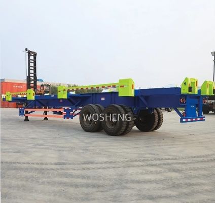 Wosheng 2 Axle Blue Container Skeleton Semi Trailer для перевозки портовых грузов