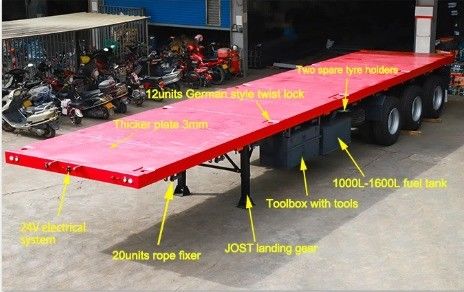 Красная механическая подвеска 3 оси 4 оси 20FT 40FT 45FT контейнер плоский полуприцеп