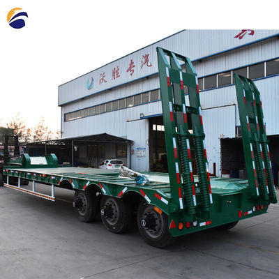 40ft Lowbody Low Bed Semi Truck Trailer с пандусом и SAF/FUWA/BPW/WOSHENG осями