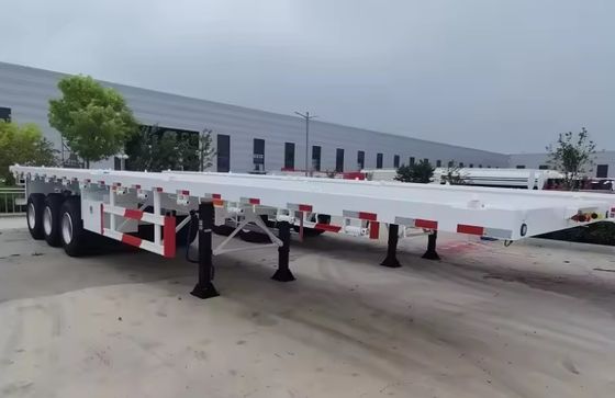 90T Max Payload Steel 20FT 40FT Container Flatbed Semi-Trailer с шиной 12r22.5