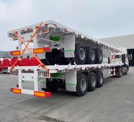 90T Max Payload Steel 20FT 40FT Container Flatbed Semi-Trailer с шиной 12r22.5