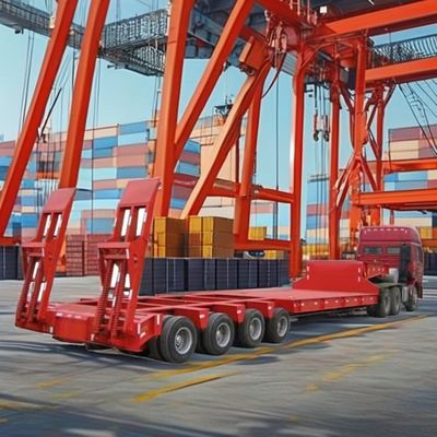 Заказ на заказ полуприцеп Красный низкопоставленный трейлер 3 оси низкопоставленный погрузчик 60 тонн