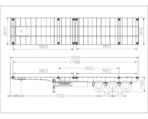 3 оси 60-80тонны 20-45FT плоский контейнер полуприцеп с максимальной полезной нагрузкой 50000 кг