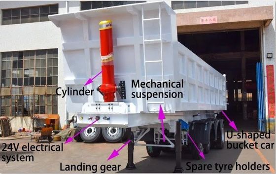 Wosheng 3 Axles 930*250*345M полуприцеп для транспортировки руды 2024 Дэмп полуприцеп