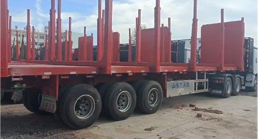 80Т плоский деревянный или бревенчатый погрузчик полуприцеп с боковыми колоннами Механическая подвеска