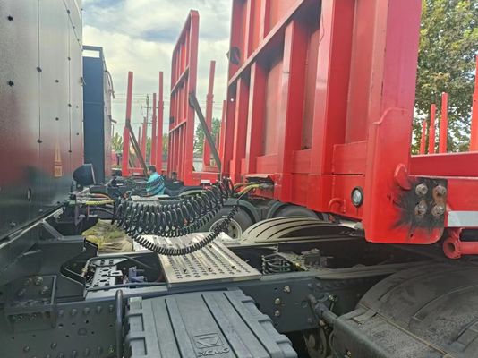 80Т плоский деревянный или бревенчатый погрузчик полуприцеп с боковыми колоннами Механическая подвеска