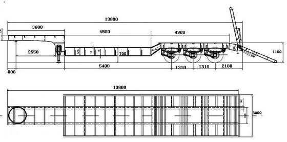 Транспорт дерева Эффективно полуприцеп с низким плоским покрытием и 16000x2500x1100 мм Размер