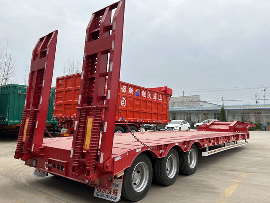 Сталь 40-100TON Контейнерный трейлер грузовика с низкой нагрузкой на гусиной шее полутрейлер с 4 осями