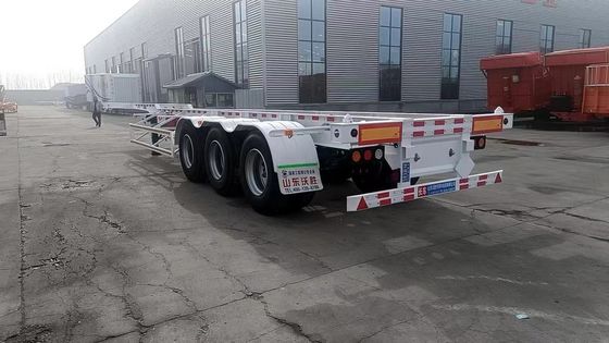 50T 3 Оси контейнер скелет полуприцеп с 9.0-20 * 12pcs 90 ремня в красном и желтом