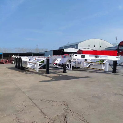 Более популярный Красный Желтый цвет 50T 3 оси скелет полуприцеп для 20ft 40ft контейнеров