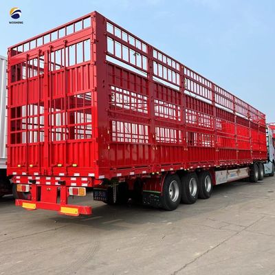 Wosheng 3 оси 20-50T Животноводство высокий забор полуприцеп для транспортировки овощей