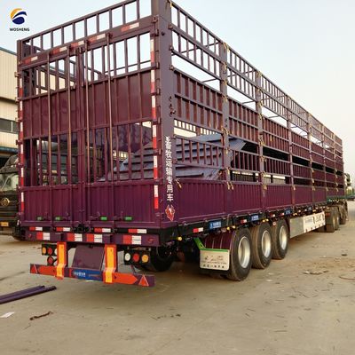 Wosheng 3 оси 20-50T Животноводство высокий забор полуприцеп для транспортировки овощей