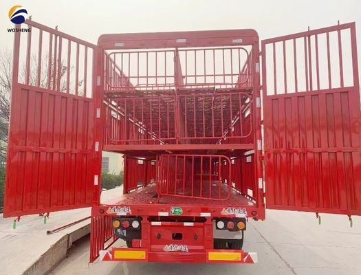 Wosheng 3 оси 20-50T Животноводство высокий забор полуприцеп для транспортировки овощей