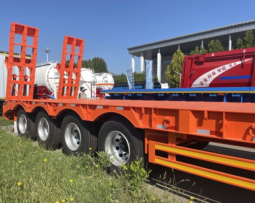 Низкопольный полуприцеп 60-100 тонн 4 оси для перевозки тяжелых грузовых автомобилей и прицепов