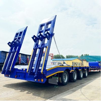 Листья весна 3 оси гидравлический расширяемый Lowboy Loader Lowbed Semi Trailer для тяжелых грузов