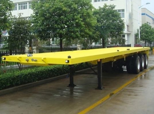 Q345b Главный луч 3 оси 20 футов 40 футов Контейнерная перевозка 60-100 тонн Плоская кровать Плоская кровать Грузовик полуприцеп