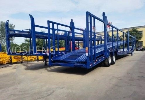 Прицеп для грузовых автомобилей Wosheng 2 оси Автотранспортный прицеп Двухэтажный автотранспортный полуприцеп